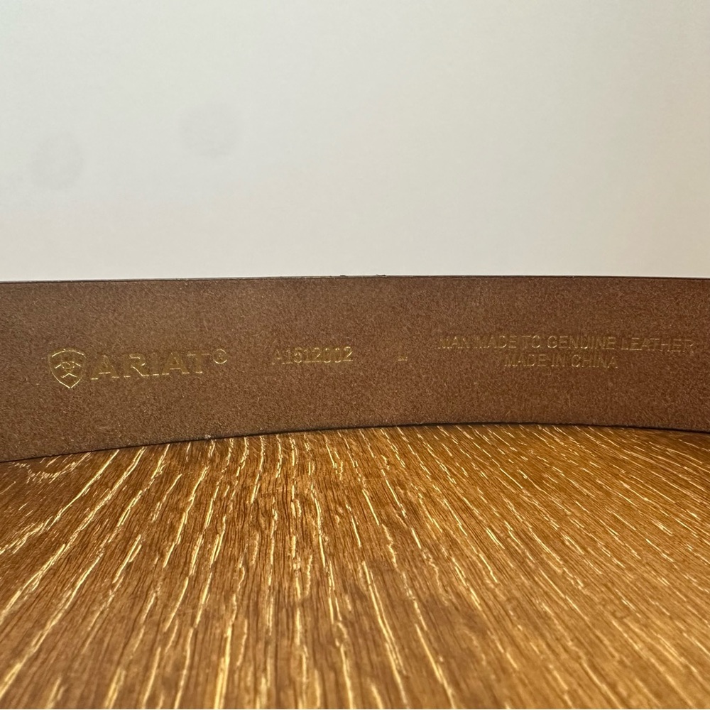 Ariat Western Belt Womens Leather Oval Faux Turquoise Stone Buckle Brown Large - Picture 5 of 7